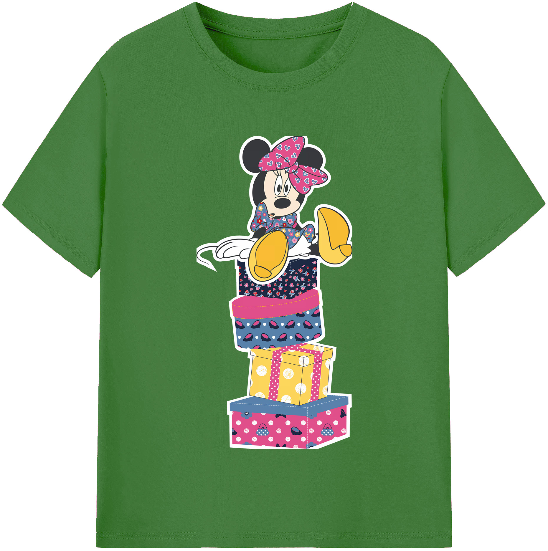 （画像用） ミッキーマウス Mickey Mouse レディースカジュアルプリントTシャツ（綿100％）